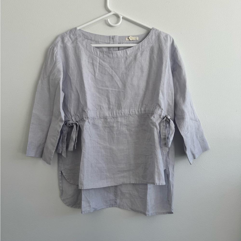 Eileen Fisher Garment Dyed Handkerchief Linen Drawstring Top